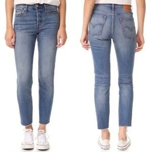 Levi's White Oak Cone Denim High-Rise Button Fly Raw Hem - 28